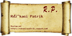 Rékasi Patrik névjegykártya